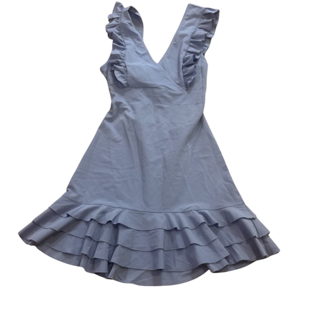 Chic Light Blue Ruffle Mini Dress